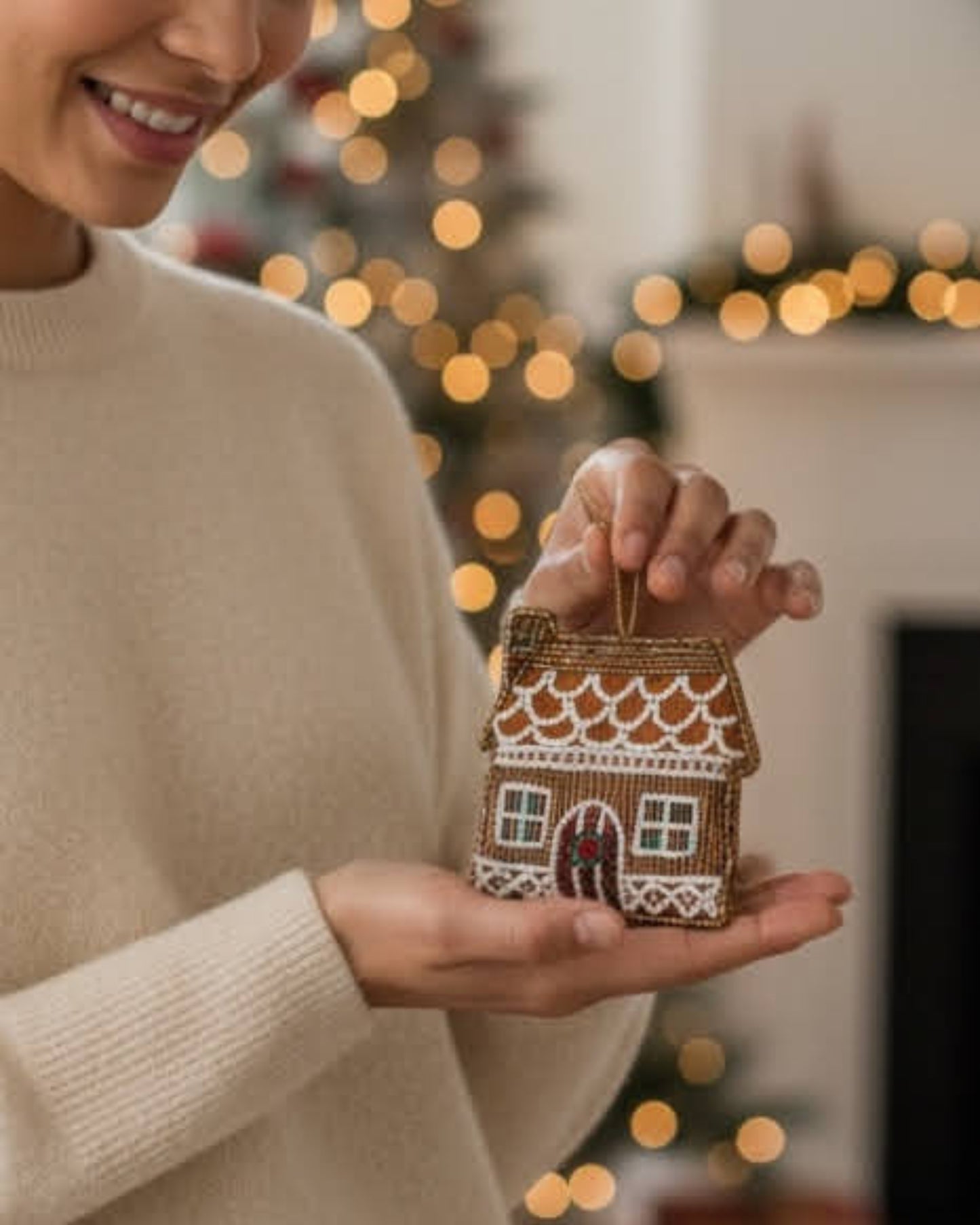 gingerbread cabin ornament set