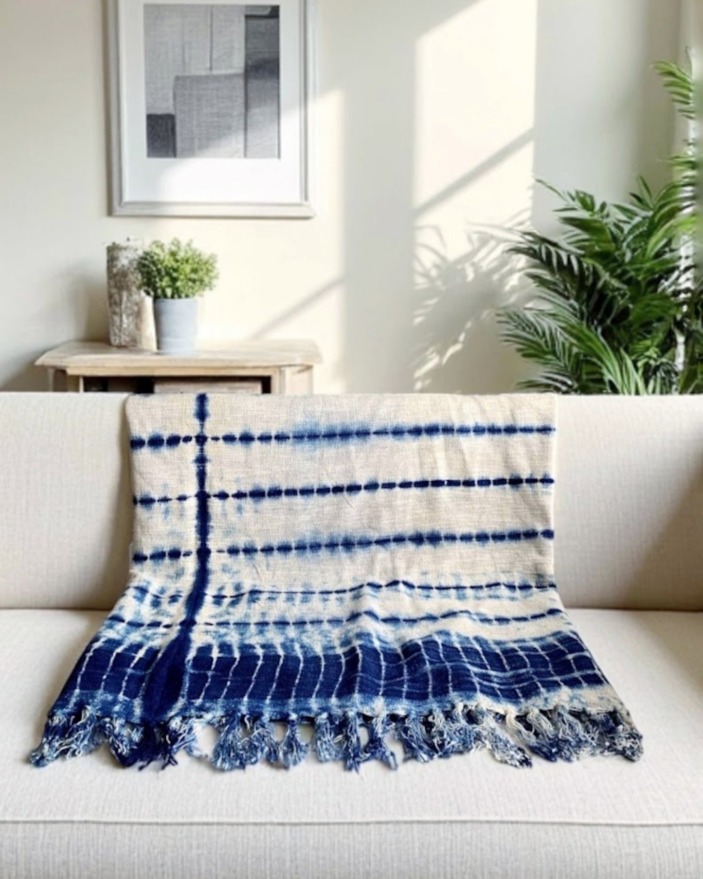 indigo shibori throw