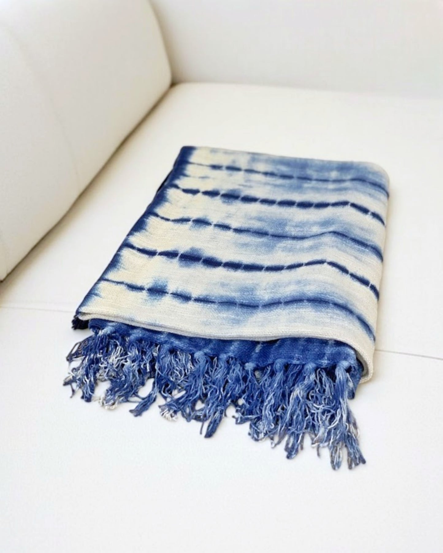 indigo shibori throw