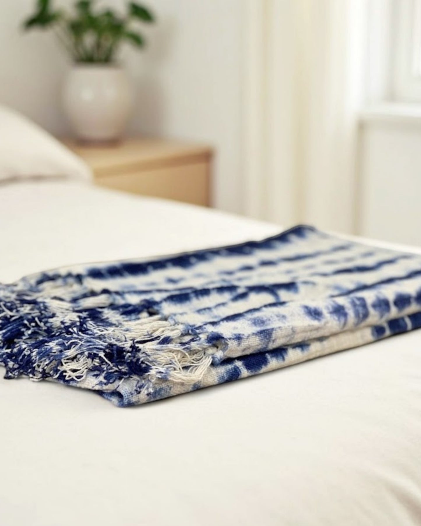 indigo shibori throw