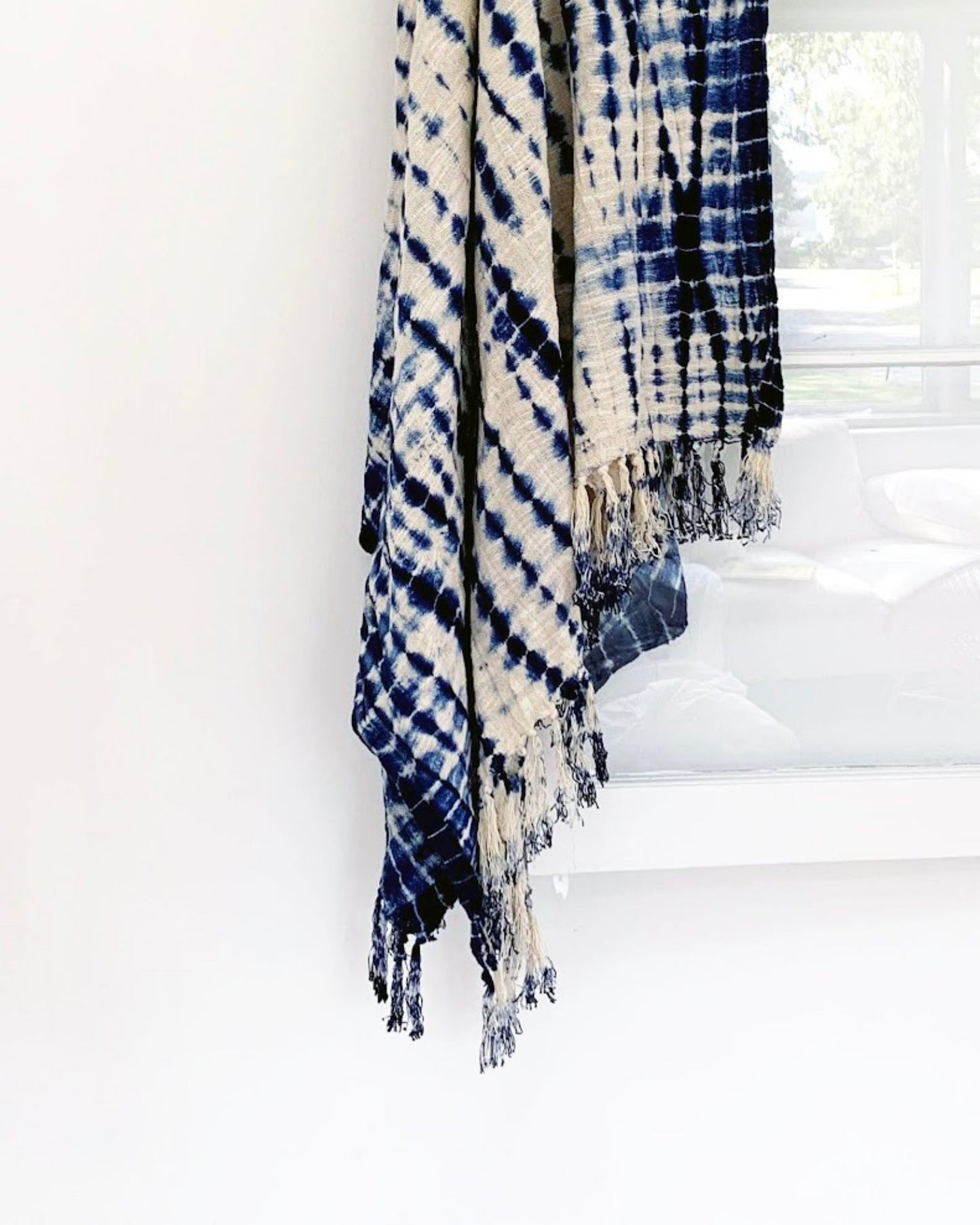 indigo shibori throw
