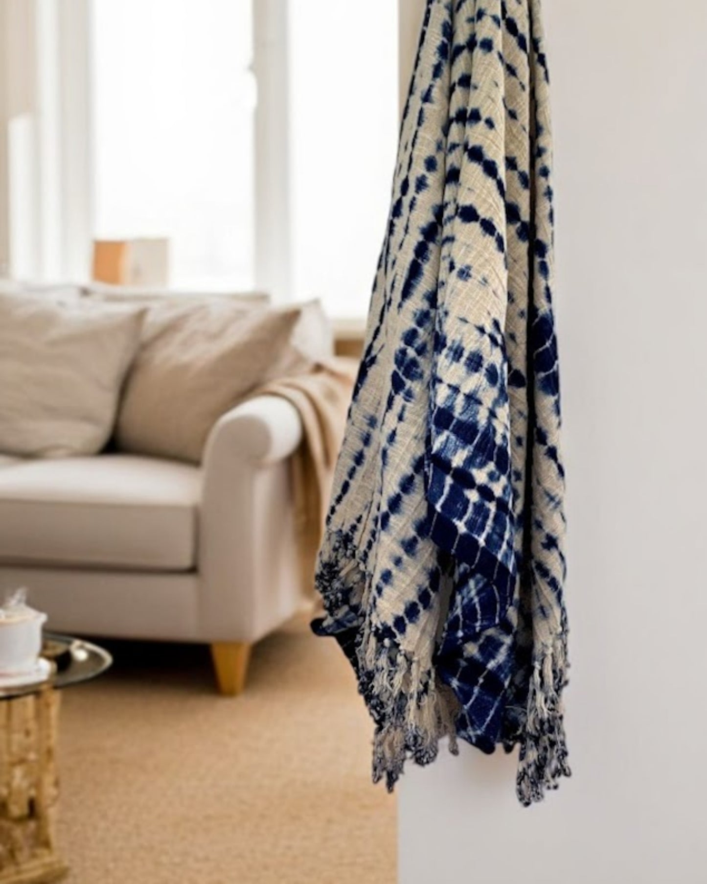 indigo shibori throw